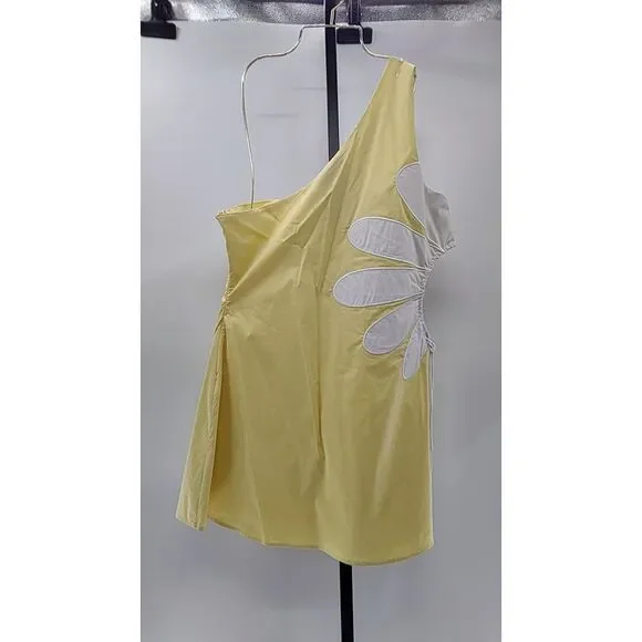 Lulus Women Sunny Design Yellow Cutout Flower One-Shoulder Mini Dress XL NWT - Picture 3 of 3
